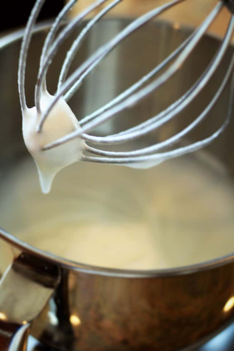 whipping egg whites in mixer for nonna's sponge cake