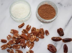 ingredients for date and nut truffles