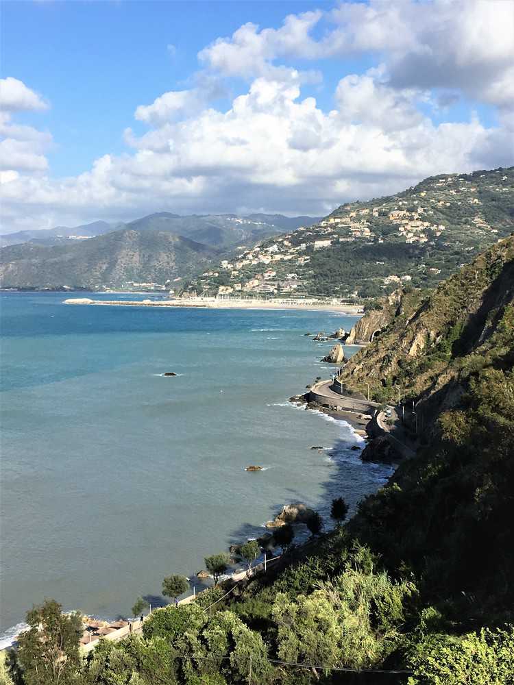 view of the coastline from a cliff