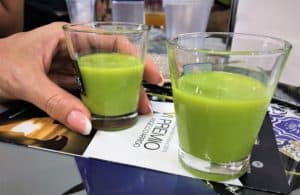 two glasses of pistachio alcohol