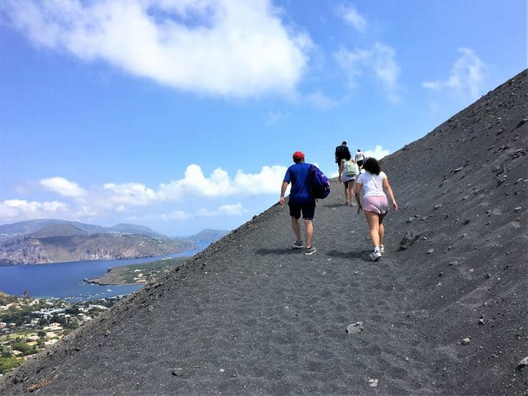 walking on path on Vulcano