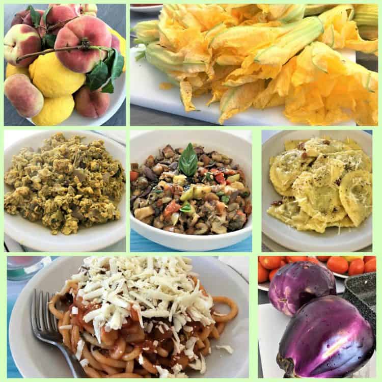 collage of various homemade dishes with Sicilian ingredients