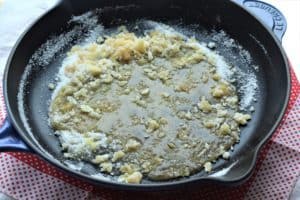 sugar turning into caramel in a pan