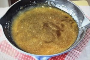 caramelized sugar in a pan