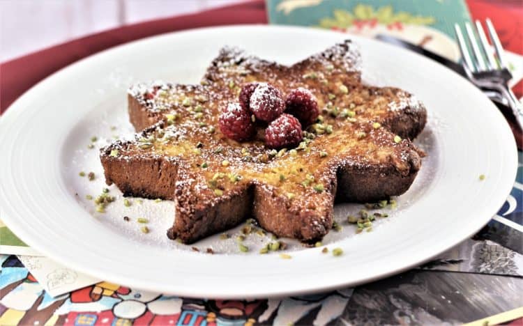 Christmas raspberry decorated Italian sweet bred Pandoro (pan d