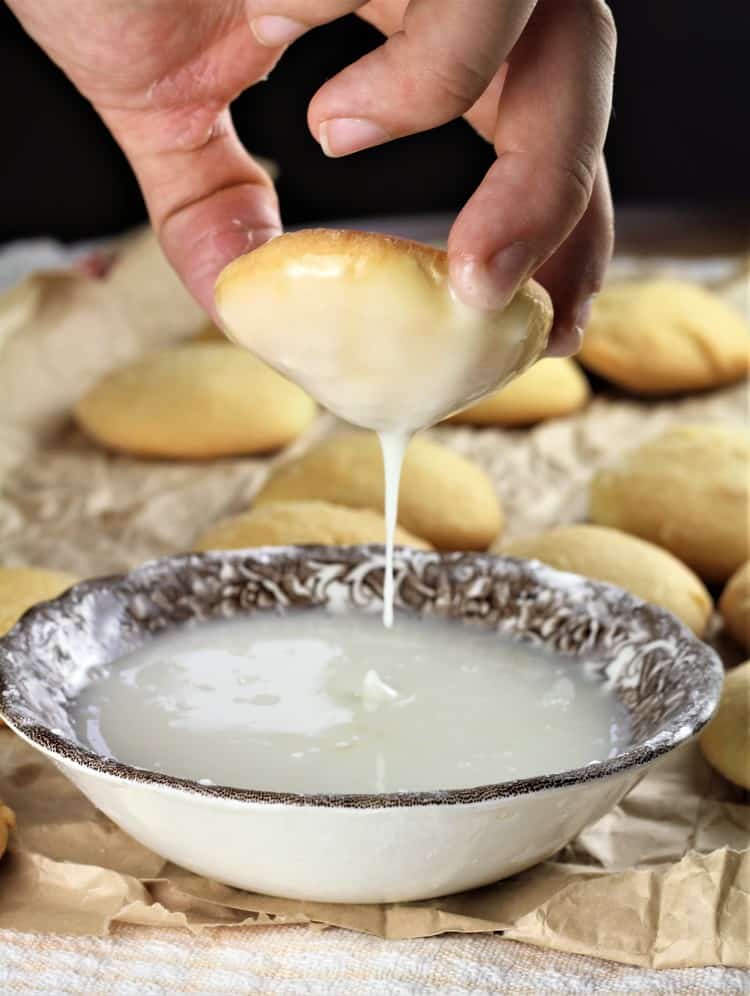 lemon glaze dripping from cookie