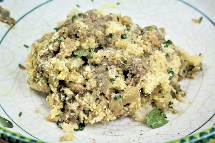 raw ingredient mixture for Eggplant Meatball Subs with Smoked Caciocavallo