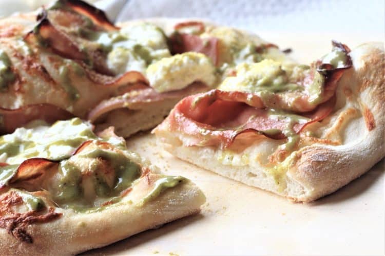 Mortadella, Ricotta and Pistachio Pesto Pizza wedge 