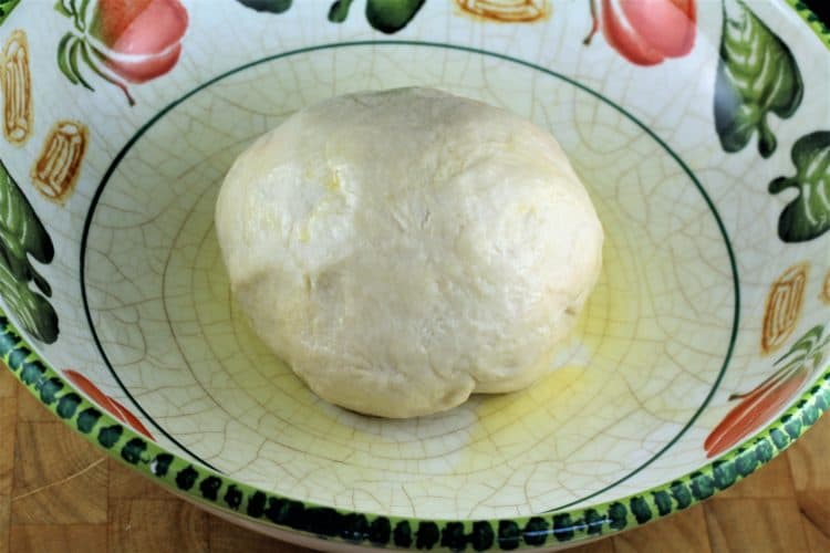 bowl with ball of dough before rising