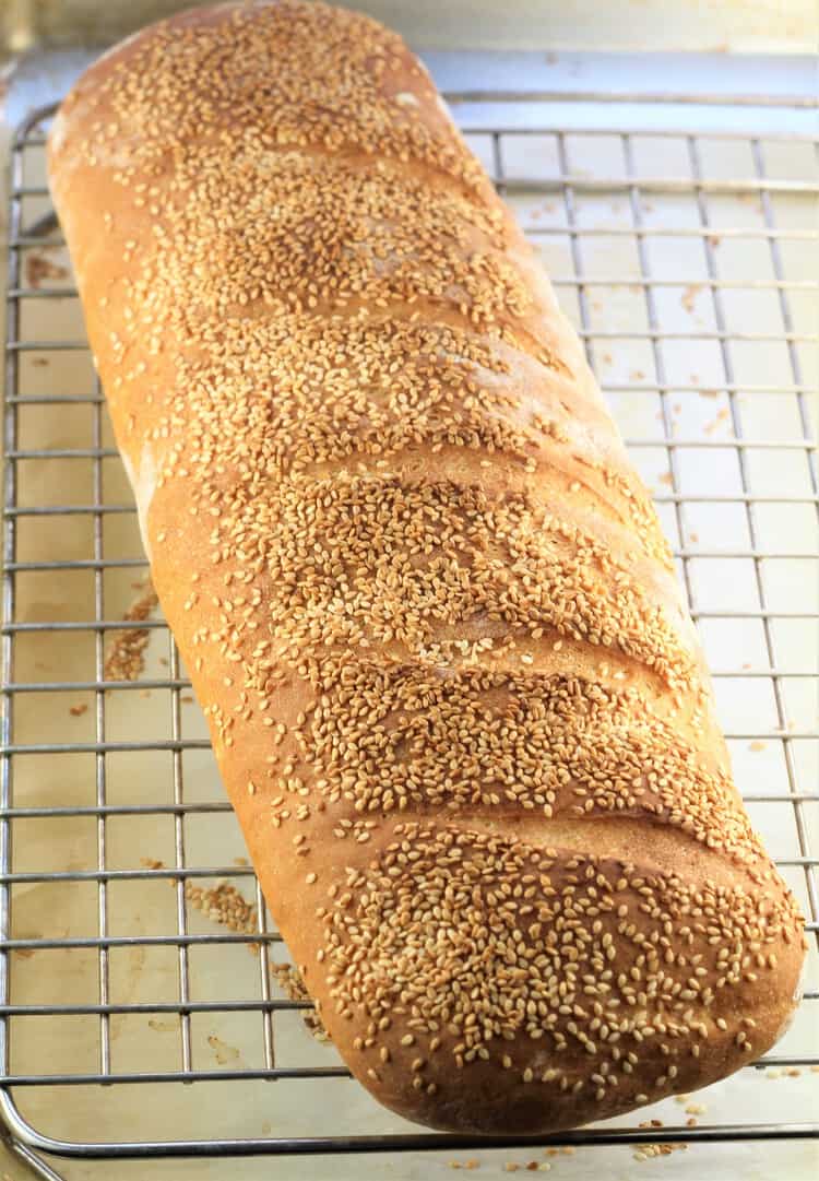 semolina bread dough on wire rack for cooling