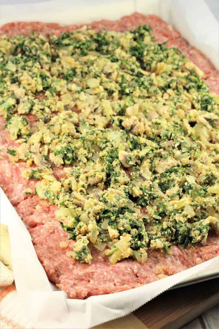Spinach and Mushroom Filled Rolled Meatloaf Mangia Bedda