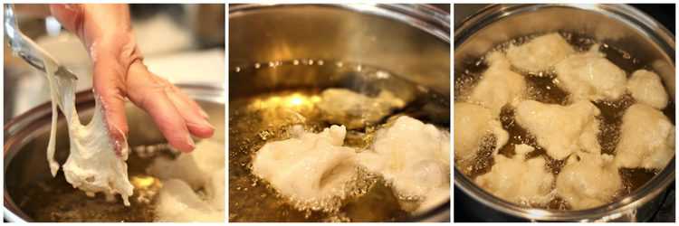 steps in frying sfinci in hot oil