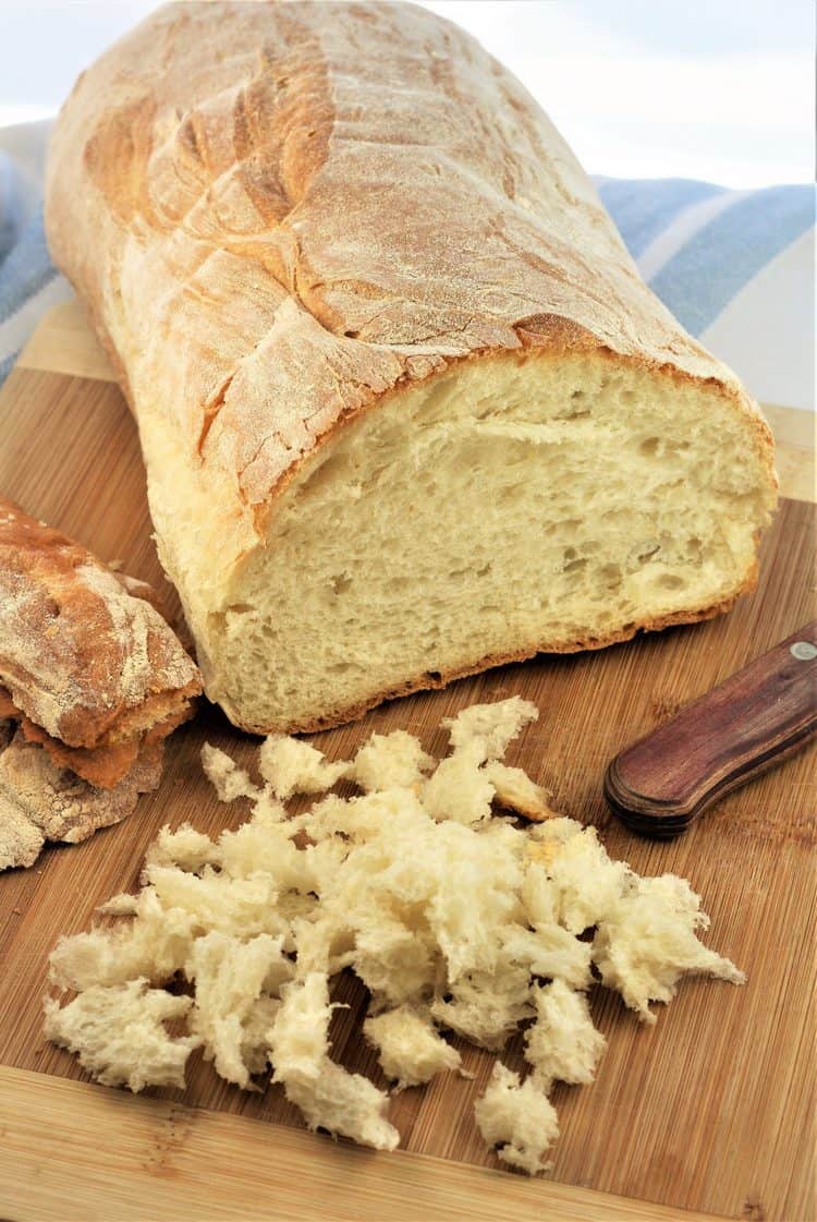 loaf of Italian bread with crumbs