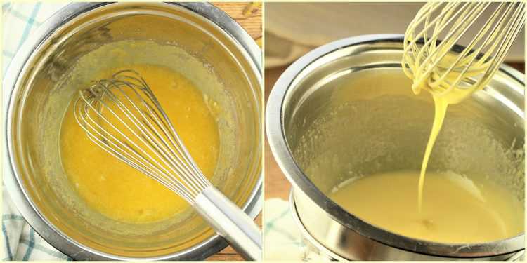 step by step whisking egg yolks over double boiler