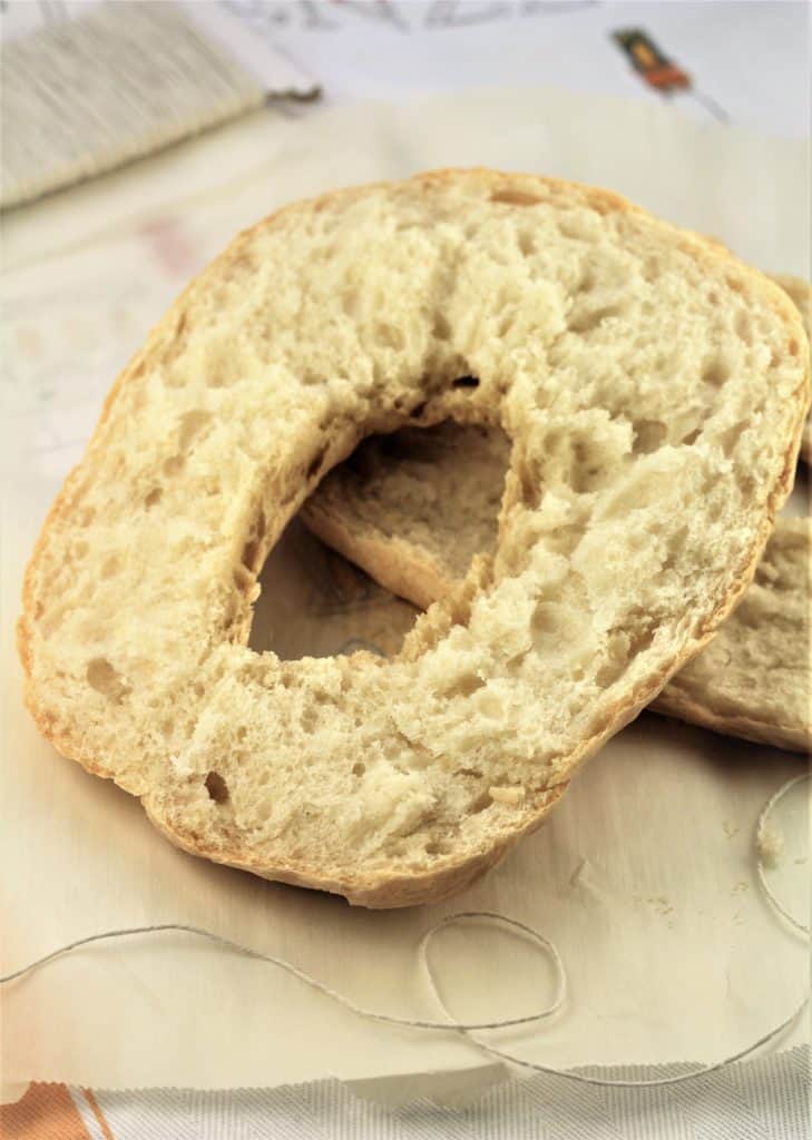 halved loaf of bread 