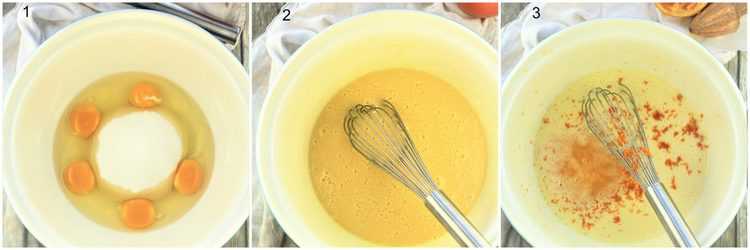 steps for whisking eggs with sugar for orange ciambella