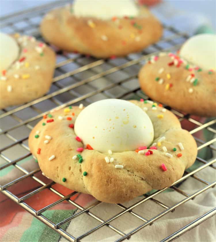 baked Easter cookies with eggs on cooling rack