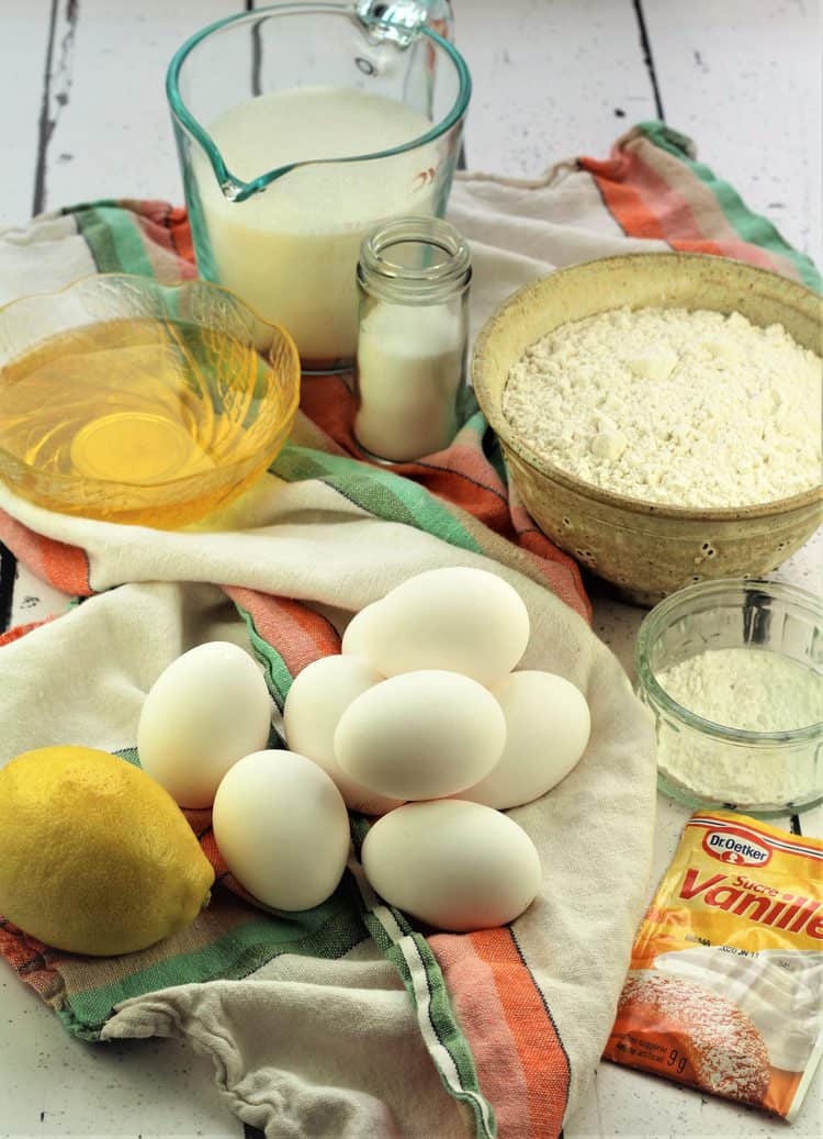 ingredients for lemon vanilla snack cake