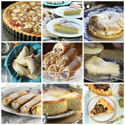 collage of 9 Italian desserts with ricotta