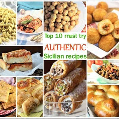 collage of 10 Sicilian foods