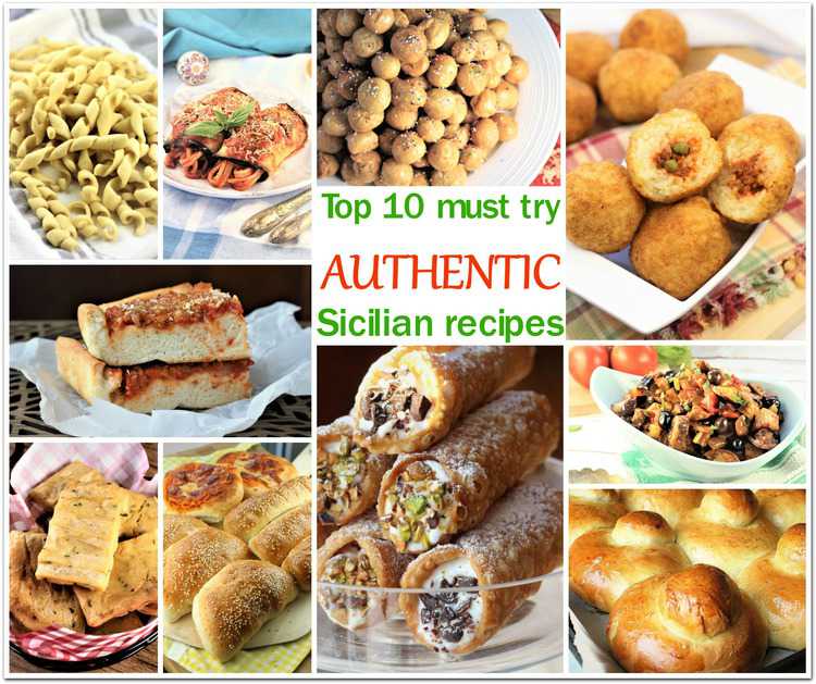 collage of 10 Sicilian foods