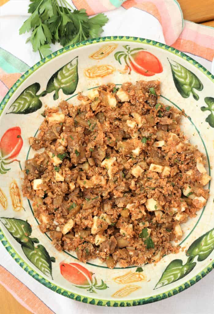 filling for Stuffed Baby Eggplant in large salad bowl