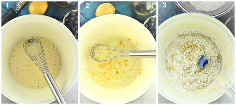 step by step images for making cake batter in large mixing bowl