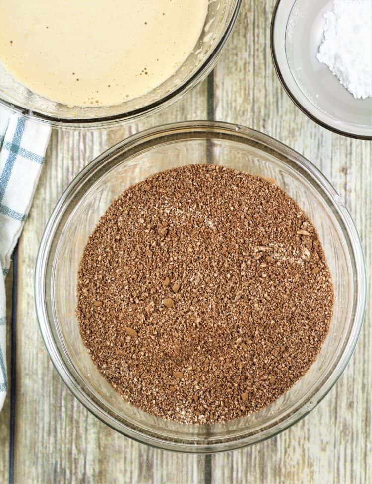 bowl full of almond flour and cocoa for Chocolate Espresso Amaretti Cookies