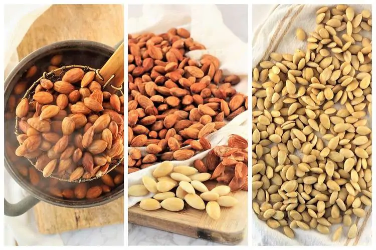 step by step images for blanching almonds