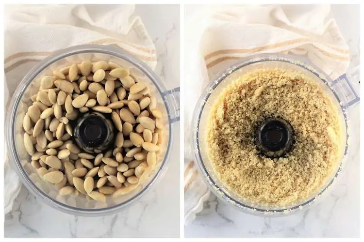 step by step images to grind whole almonds in food processor bowl