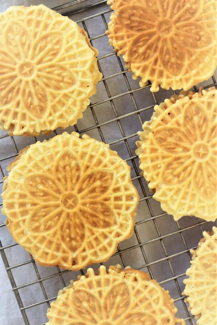 pizzelle on cooling rack