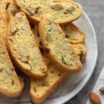 plate piled with classic almond biscotti