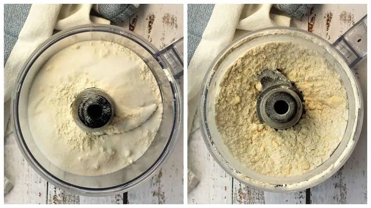 pulsed flour sugar and butter in food processor