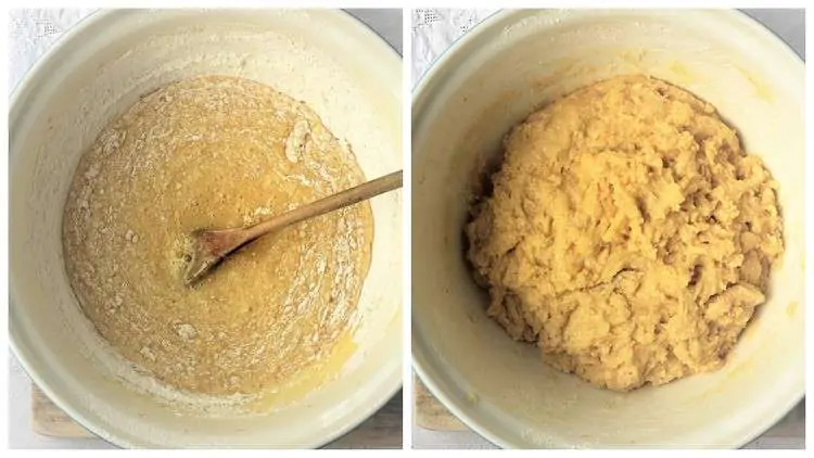 mixing bowl with batter for biscotti 