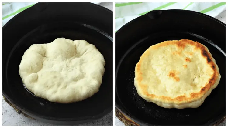 pizza dough fried in cast iron skillet