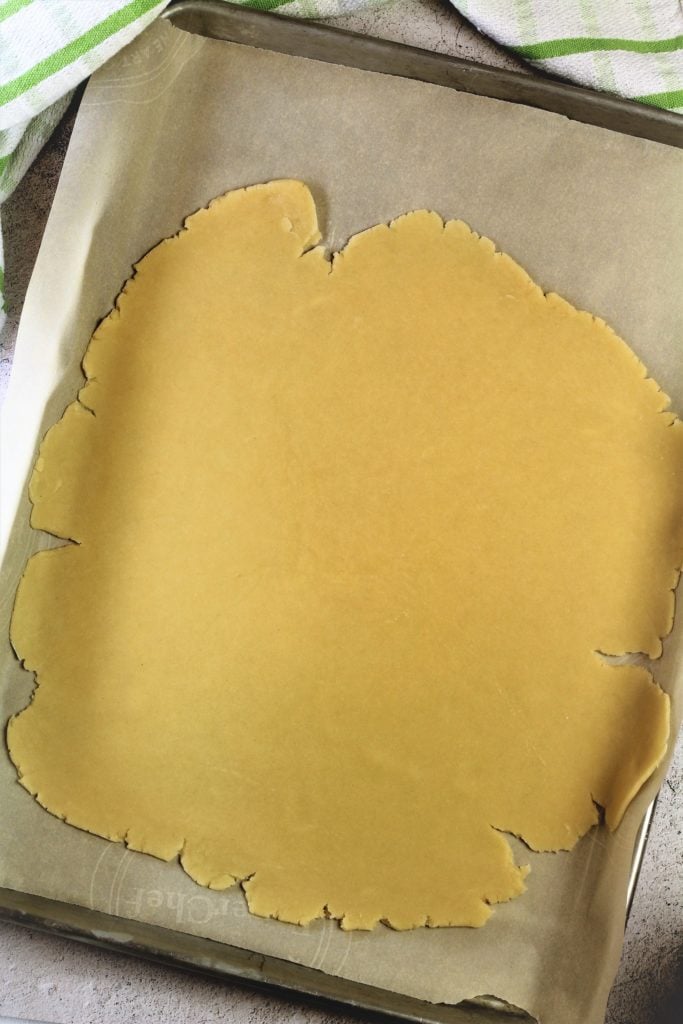 crostata dough on baking sheet 