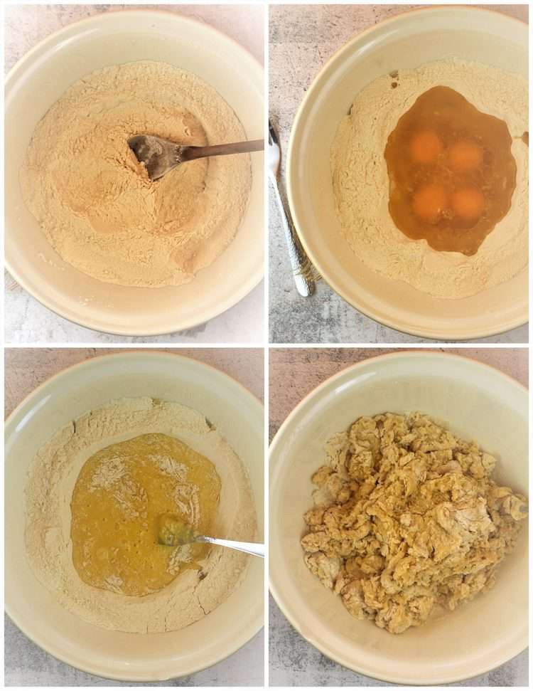 steps for preparing pignolata dough in large bowl