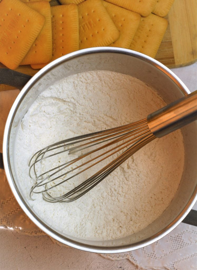 whisking sugar and cornstarch in sauce pan