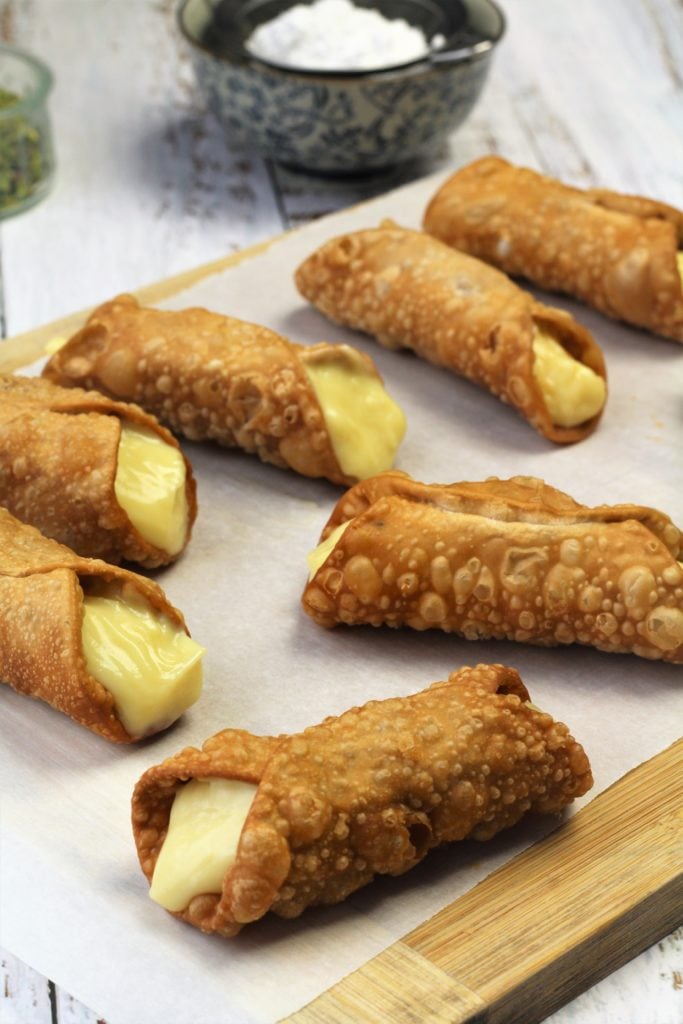 cannoli shells filled with pastry cream