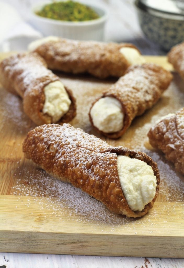 cannoli shells filled with ricotta cream