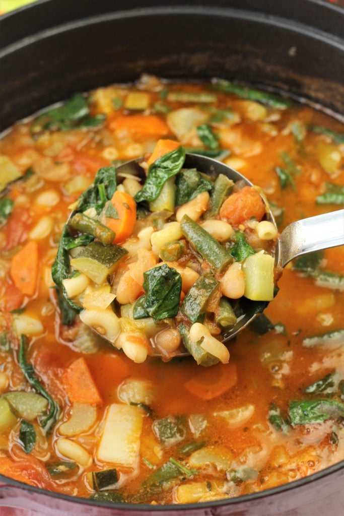 lade full of minestrone soup 