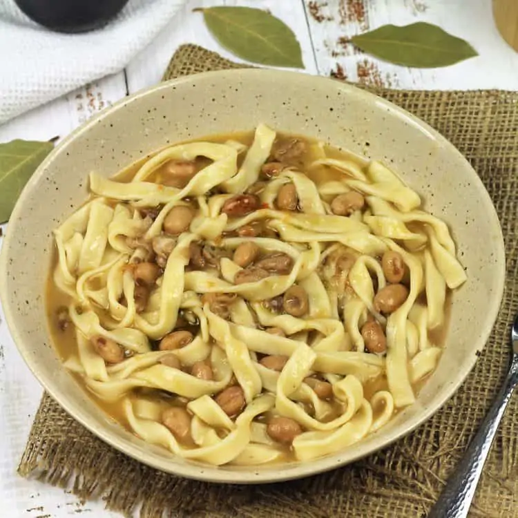 bowl of pasta with beans