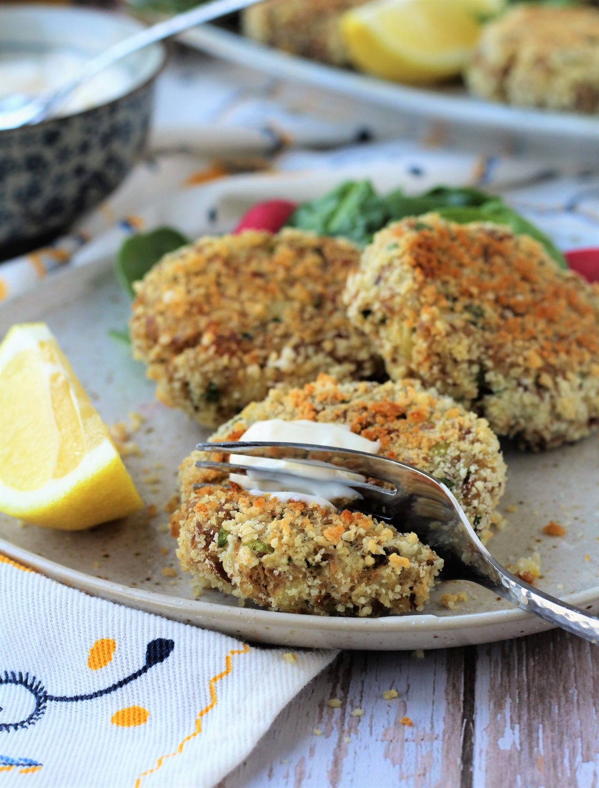 Baked Tuna Potato Patties with Garlic Aioli Mangia Bedda
