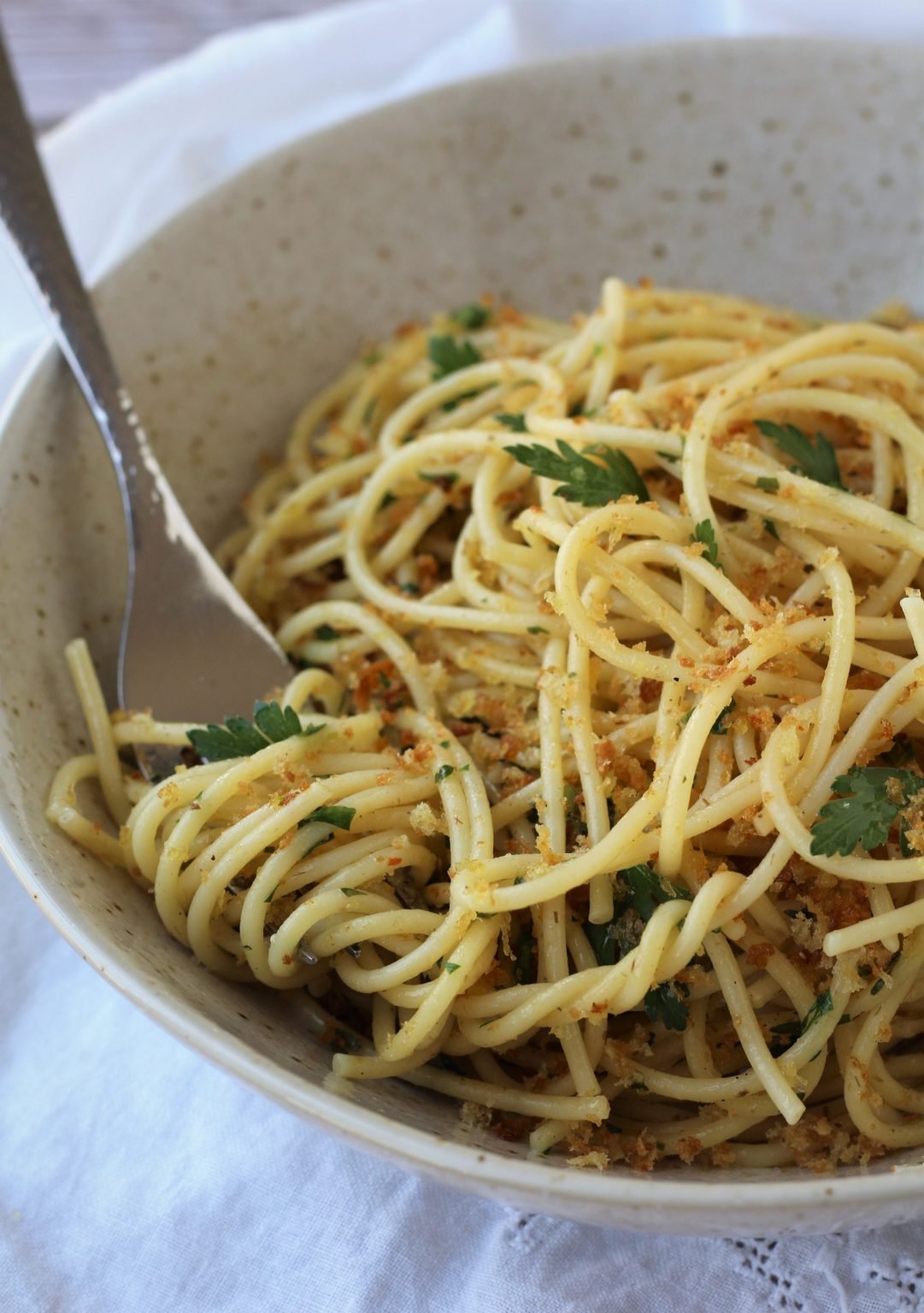 Sicilian Pasta with Anchovies and Breadcrumbs Mangia Bedda