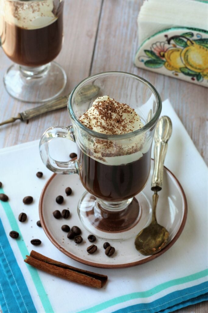 Sicilian gelo di caffè in glass topped with whipped cream.
