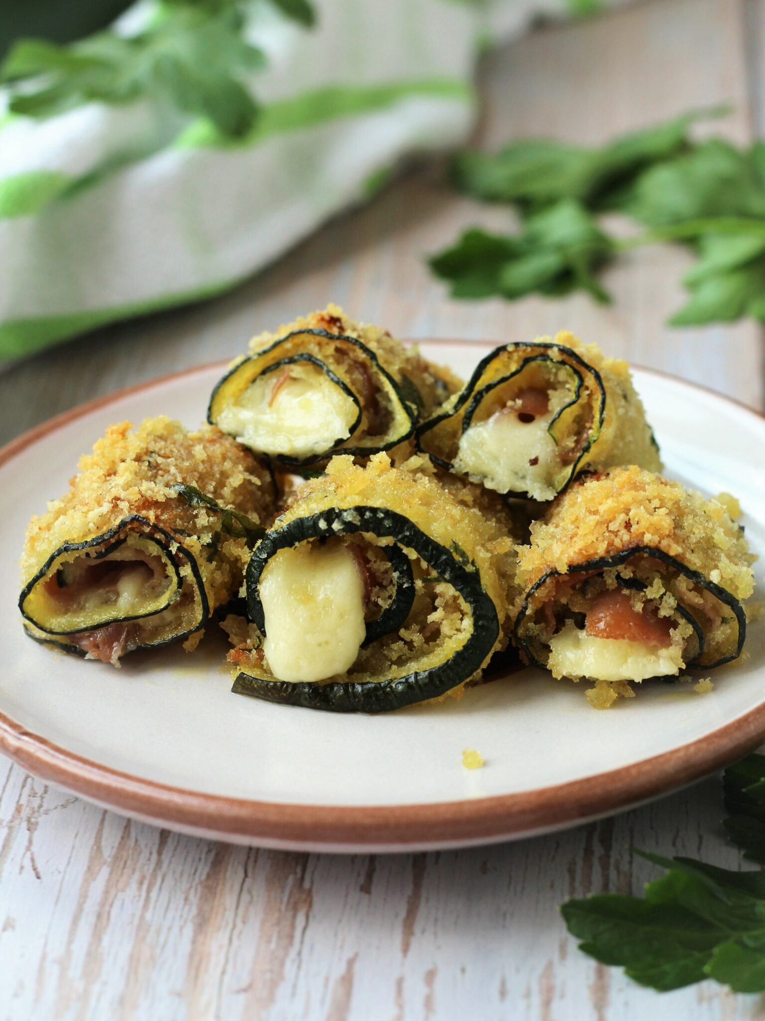 Prosciutto and Cheese Zucchini Roll Ups Mangia Bedda