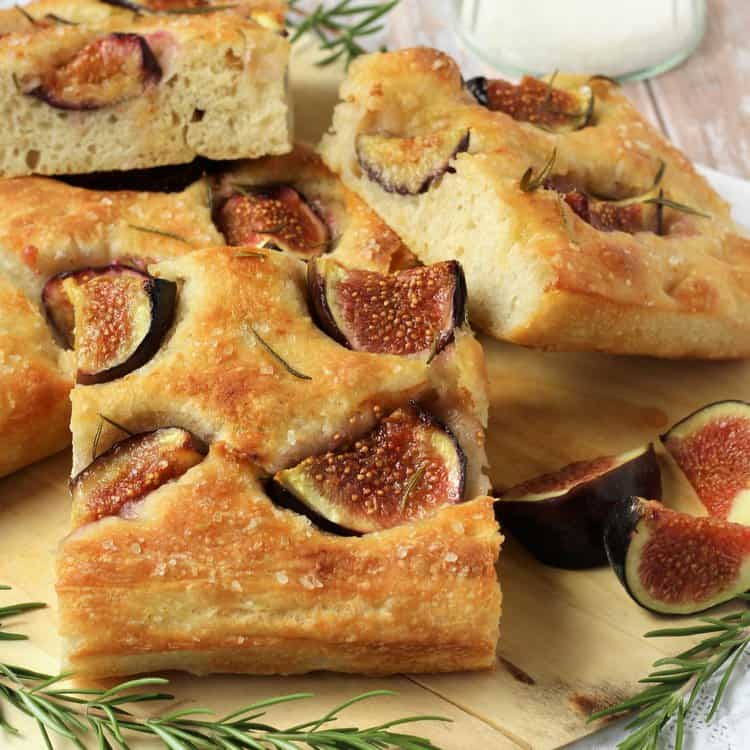 Wedge of fig and rosemary focaccia.