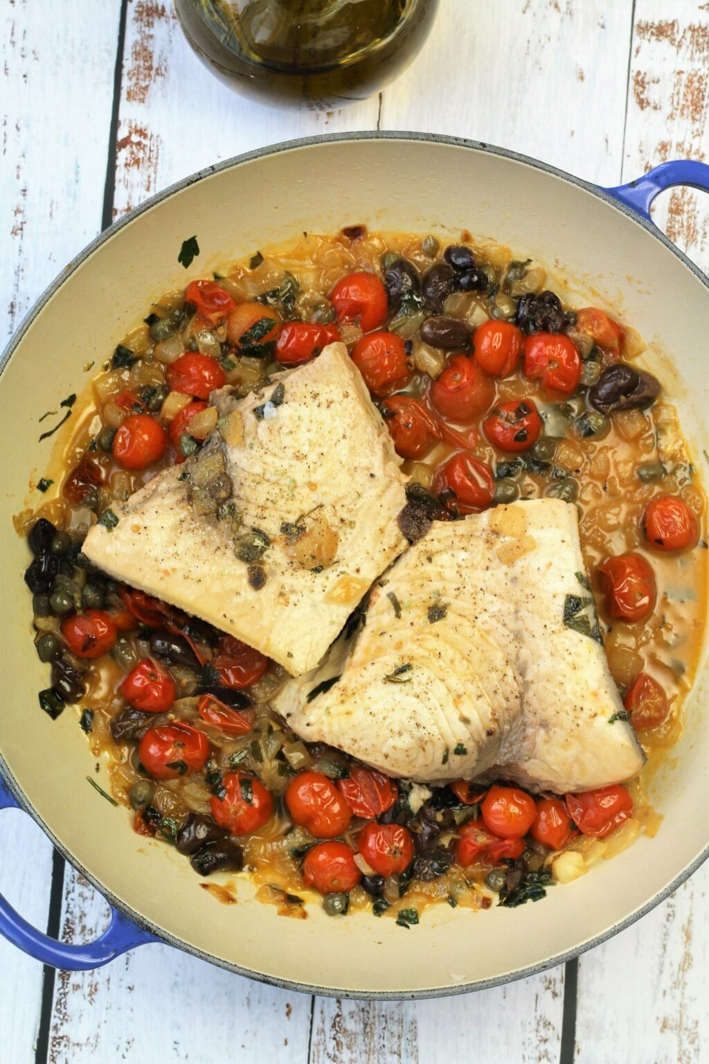 Sicilian Swordfish with Tomatoes, Capers and Olives Mangia Bedda