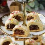 Sicilian fig cookies on cookie tray.