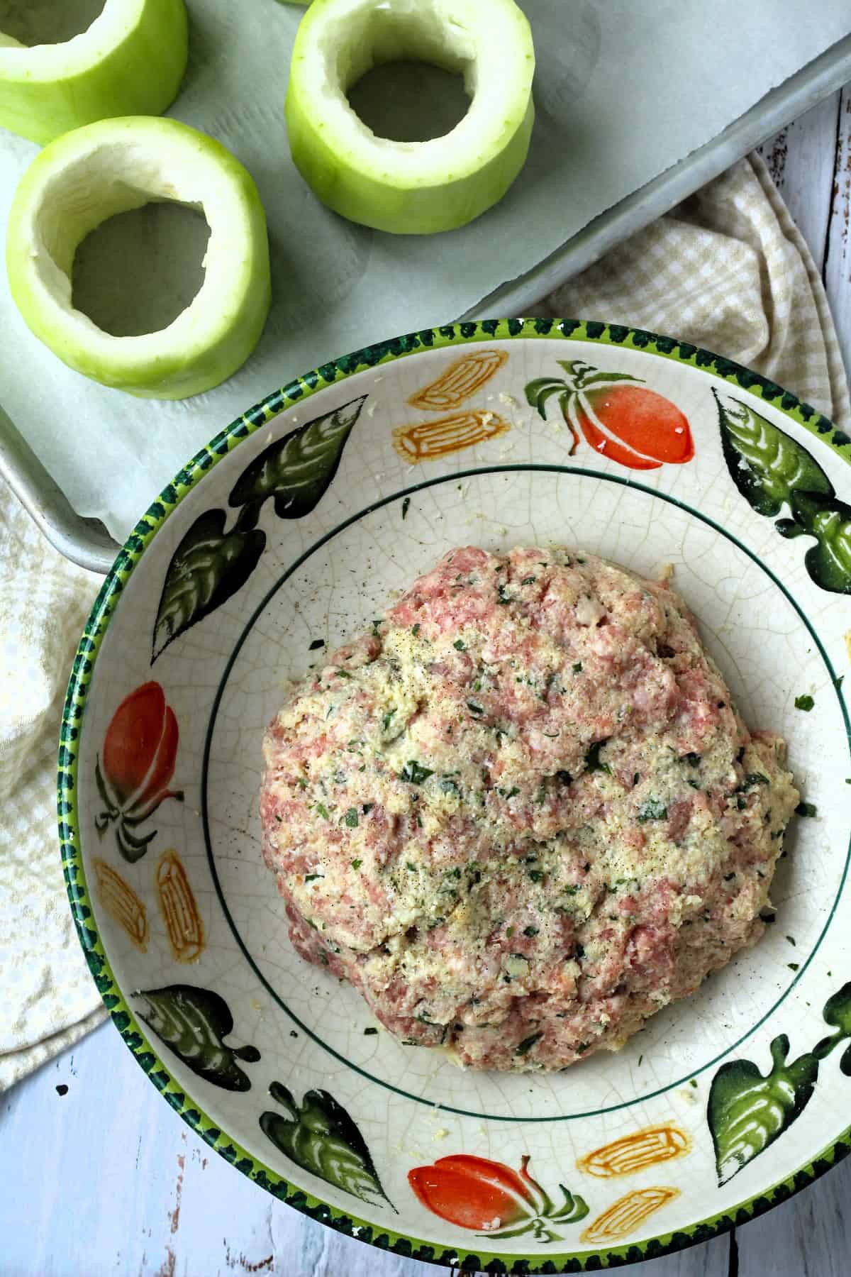 Meatball stuffing for Sicilian cucuzza recipe.